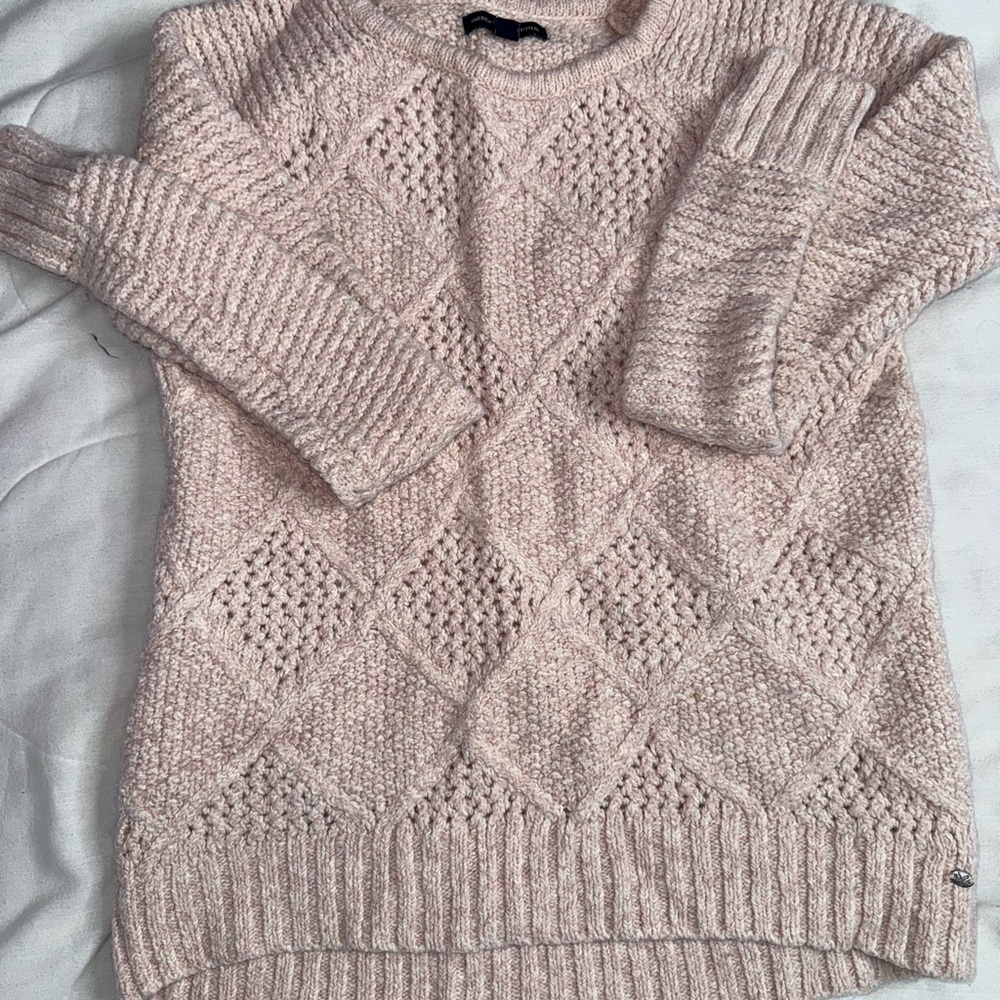 AE Cozy Pink Knit Sweater